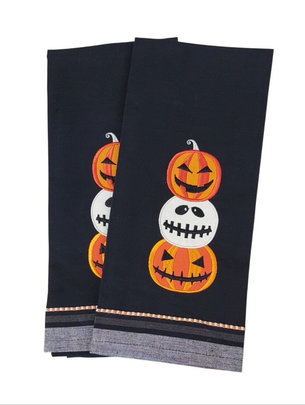 Halloween Stacked Jack-o'-Lantern Kitchen Set Of 2 Kitchen Towels 18" X 28" NWOT